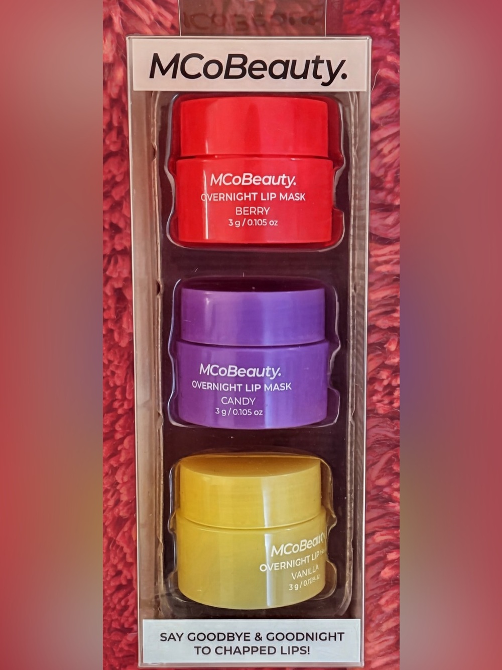 Overnight Lip Mask Trio — Berry Red, Candy Purple, Vanilla Yellow